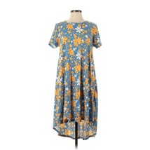 LuLaRoe Carly Swing Dress High/Low Size Small (Oversized) Blue Floral Print - £18.85 GBP