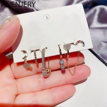 ANENJERY Silver Color Hoop Earrings Set for Women 6-piece Star Heart Earrings Se - £15.75 GBP