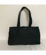 PRADA Leather Nylon Large Boston Tote Bag Black Travel Handbag Italy MBb... - $537.13 CAD