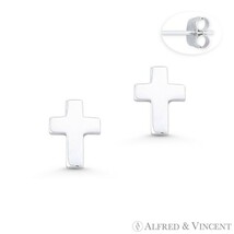 Latin Cross Christian Charm 10mmx7mm Stud Earrings in Solid .925 Sterlin... - €12,91 EUR