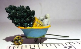 Christmas Tree and Kitty Cat in a Tiny Wheelbarrow for Village Home Decoration - £8.56 GBP