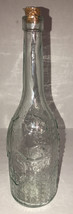 Holiday Round Glass Decorating Bottle 12”H Clear Raised Leaves Design &amp; Cork-NEW - £23.12 GBP