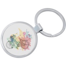Watercolor Bicycle Keychain - Includes 1.25 Inch Loop for Keys or Backpack - $10.77