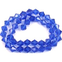 Bicone Faceted Fire Polished Chinese Crystal Beads Cobalt 8mm 1 Strand - £6.15 GBP