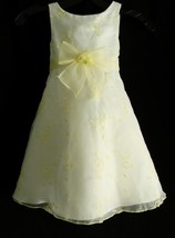 Youngland  Baby Girls Dress Sheer White Yellow  4T Flowers Wedding Party - £19.44 GBP