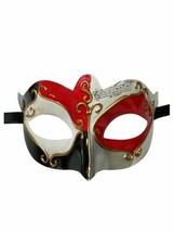 Red Black Gold Small Venetian Masquerade Mardi Gras Mask - £13.95 GBP