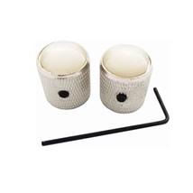 2-Pack Metal Dome Knobs - Chrome Knurled Barrel - White Pearl Top Guitar N444 - £14.38 GBP