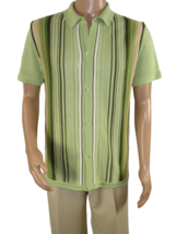 Mens Stacy Adams Italian Style Knit Woven Shirt Short Sleeves 3112 Olive... - £55.87 GBP