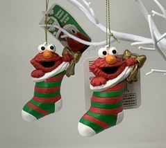 Set of 2 ~ Kurt Adler 4-5&quot; Sesame Street Elmo Christmas Ornaments - £11.20 GBP