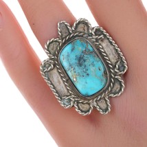 sz6 Vintage Navajo silver ring with turquoise - $94.05