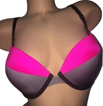 NWT Victorias Secret Pink Gray Colorblock Very Sexy Push Up W/ Cutouts Bra 32DD - £23.85 GBP