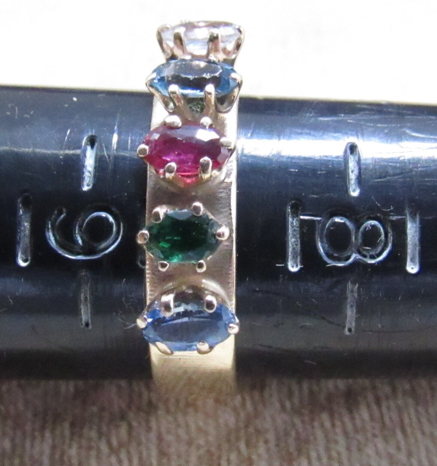 14k Yellow Gold Mother's Sz 8.75 Ring 4mm Band 5 Birthstone .50ct Custom Made 5g Item image 9