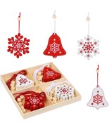 Christmas Tree Ornaments Vintage Wooden Decoration Hanging Retro Holiday... - £11.40 GBP