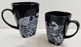 2 Skye McGhie Paisley Mugs Set White Floral Leaves Drinking Coffee Tea C... - £44.94 GBP