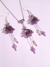 Purple flower Victorian Silver jewelry set lavender flower set necklace ... - €44,61 EUR