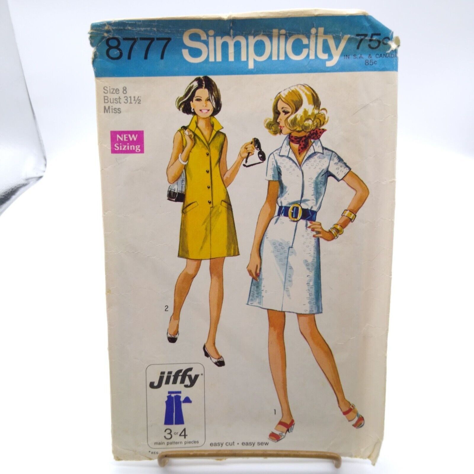 Vintage Sewing PATTERN Simplicity 8777, Jiffy Misses 1970 Simple to Sew Dress - $11.65