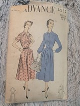 COMPLETE 18/b36 1950S SEWING PATTERN ADVANCE 6552 YOKED SHIRT DRESS - $25.67