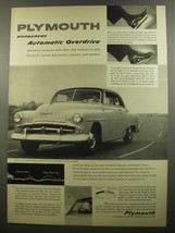 1952 Plymouth Belvedere Car Ad - Plymouth announces automatic overdrive - £14.50 GBP