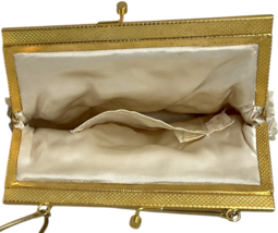 Vintage Beaded Ivory Purse Bag Mother of Pearl Trim Handle Clasp Hong Kong image 6