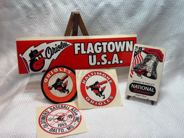 Baltimore Orioles MD MLB O&#39;s Fan Lot Flagtown Bumper Round Stickers &#39;76 Schedule - £23.70 GBP