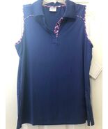 NWT Ladies Birdies &amp; Bows Navy Blue &amp; Pink Sleeveless Golf Shirt - Size L - $556.66 MXN