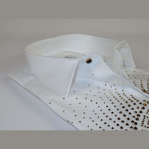 Mens CEREMONIA Shirt 100% Cotton Medusa Medallion Rhine Stones #STN 13 VRS white image 3