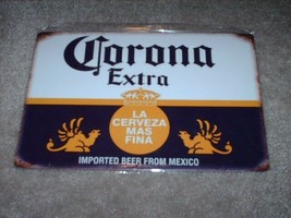 New &quot;Corona Extra Cerveza&quot; Tin Metal Sign 8&quot; X 12&quot; Simulated Patina - £19.74 GBP