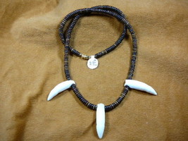 (#G159-902) Three 1-1/2&quot; Gator Alligator Tooth Teeth Aceh Bovine Bone Necklace - £28.65 GBP