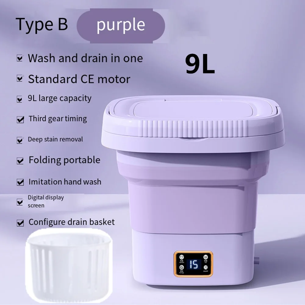 9L Ultrasonic Portable Washing Machine with Dryer for Clothes Travel Home - $58.10+