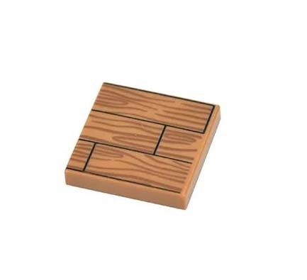 MZ Wood Board Slats Square 2X2 Brick Piece Printed Diy Action Minifigures - $1.95