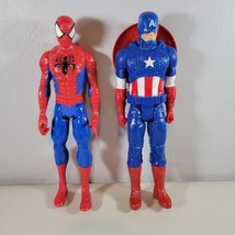 Spiderman and Captain America Marvel Action Figures Lot 11" Shield Super Hero - $14.98