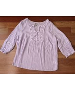 Como Vintage Top Womens Size 2X Peasant Crochet Purple V Neck Long Sleev... - $22.74