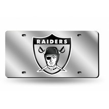 oakland raiders nfl football team logo silver laser license plate usa made - £32.06 GBP