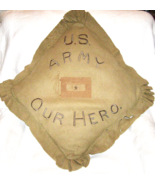 ANT. WWI U.S. ARMY “OUR HERO” EMBROIDERED PILLOW w/SINGLE STAR FLAG- FEL... - $13.54 CAD