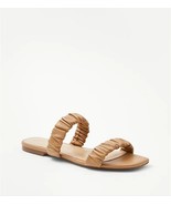 Ann Taylor Leather Ruched Flat Sandal Slide Dominican Sand Size 8  - $60.00