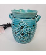 Scentsy Rustic Bloom Turquoise Wax Warmer Retired with Bulb Farmhouse Co... - $753.77 MXN