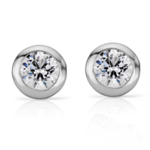 2 Ct Simulated Diamond Bezel Set Solitaire Stud Earrings 14k white Gold Plated - £144.81 GBP