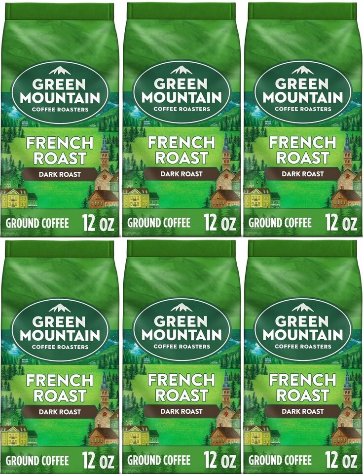 6 Bags of Green Mountain French Roast Ground Coffee - Best By 6/2O25 - $37.99
