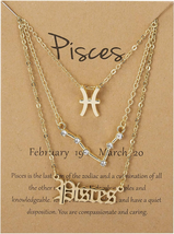 3Pcs 12 Constellation Zodiac Sign 3 Layered Choker Necklaces Letter Astrology Ho - £46.17 GBP