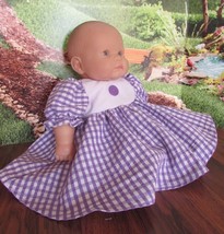 baby doll clothes 2 piece dress/pant 14-16" berenguer/american bitty baby purple - $17.82