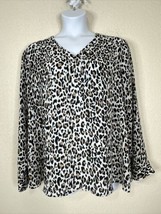 Maurices Blouse Womens Plus Size 2 (2X) Animal Print V-neck Popover Long Sleeve - £13.50 GBP