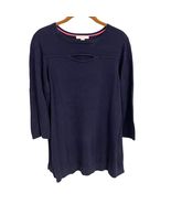 Isaac Mizrahi Live Navy Blue Tunic Sweater Top M 3/4 Sleeve Cotton Rayon... - €14,85 EUR