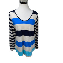 J. Jill Cotton Blend Striped Long Sleeve Knit Top T-Shirt Stretch Tunic Light - £11.96 GBP