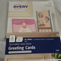 Avery Textured Half Fold Greeting Cards Inkjet 5 1/2 x 8 1/2 White 30 Box - $16.55