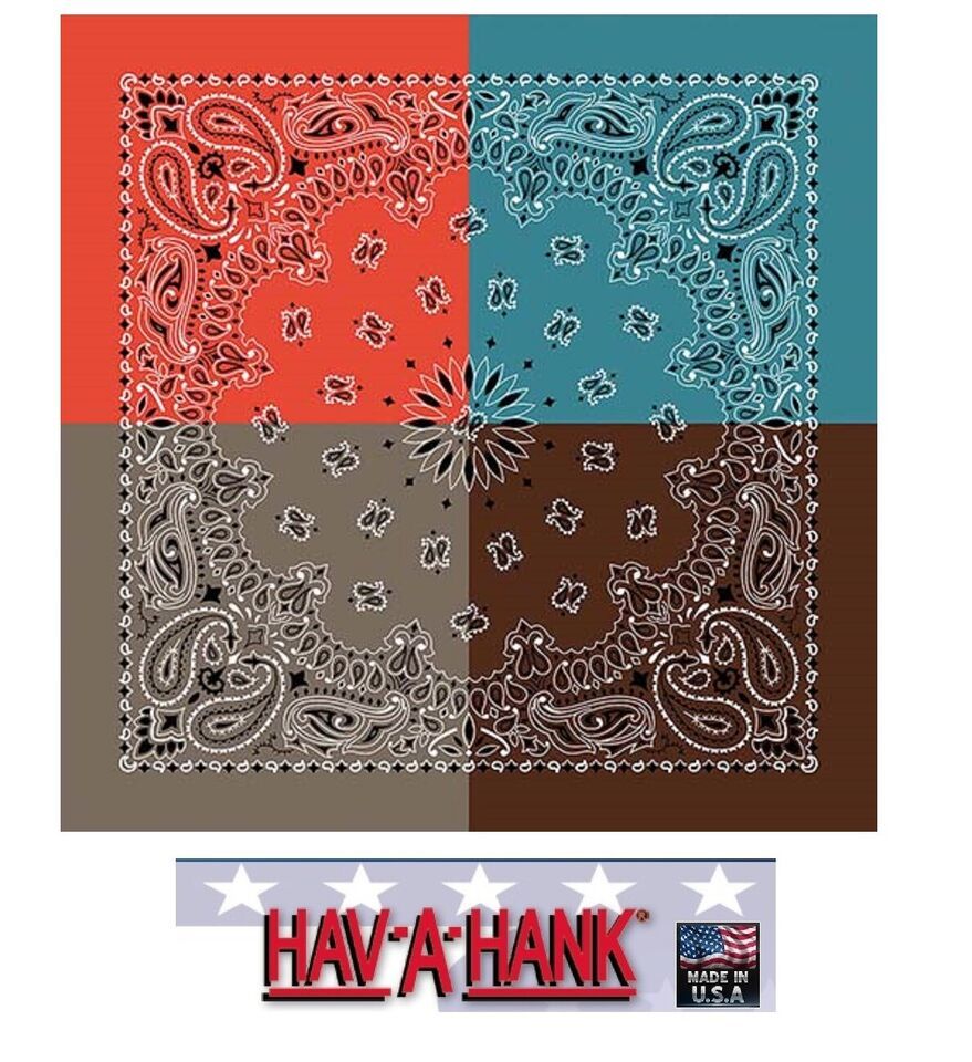 USA MADE Hav-A-Hank FALL COLORS Bandana PAISLEY Face Mask Neck SCARF Hea... - $6.39