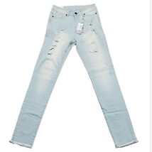 Skinny Jeans Womens Size 1 - 26 Inch Distressed High Rise Blue Light Wash - $16.82