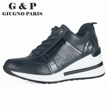 Leather Insole Women Sneakers Casual Wees Shoes Comfortable Height Platform Fash - £44.83 GBP