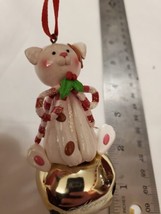 Calico Cat on Jingle Bell Ornament &quot;Merry Christmas&quot; - £3.90 GBP