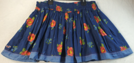 Hollister Flare Skirt Womens Size Large Blue Floral Elastic Waist Lined Pull On - £14.34 GBP