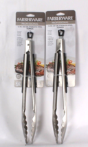 2 Ct Farberware Professional 12 Inch Stainless Steel Non Slip Silicone Tongs - £28.76 GBP